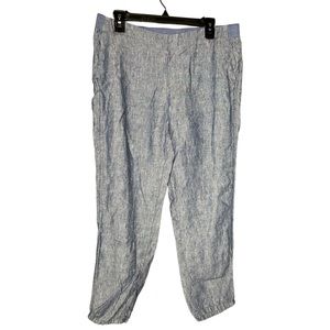 J.Jill Love Linen 100% Linen blue Pull-on straight leg cropped pants med…